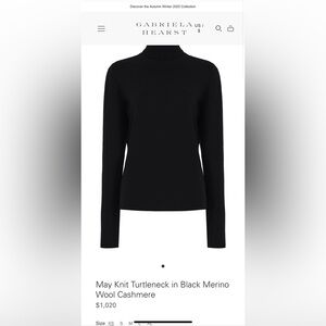 $1050 Gabriela Hearst black Merino wool and cashmere sweater knit